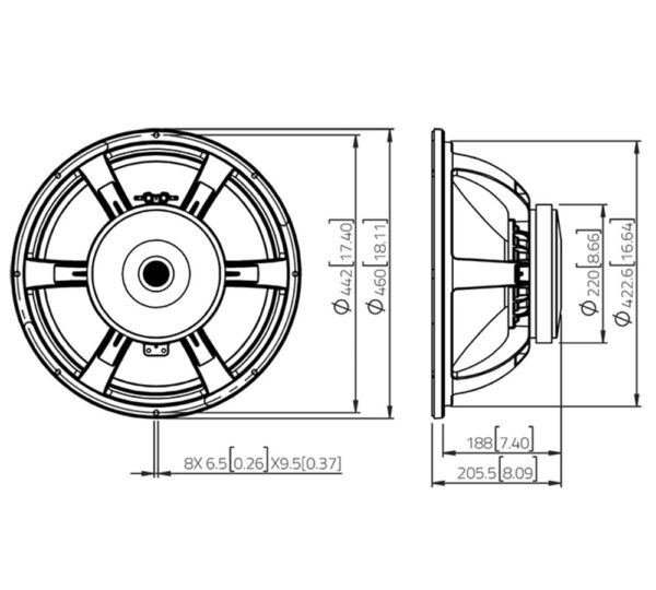 woofer saf184.05 misure