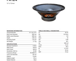 Woofer altoparlante 12