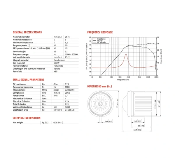 tweeter dome hifi lavoce tn101.00 data